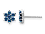 1.15 Carats (ctw) Blue Sapphire Flower Earrings in 14K White Gold